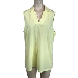 WALTER HAGEN - WOMEN'S XXL - YELLOW SLEEVELESS V NECK POLYESTER GOLF TOP